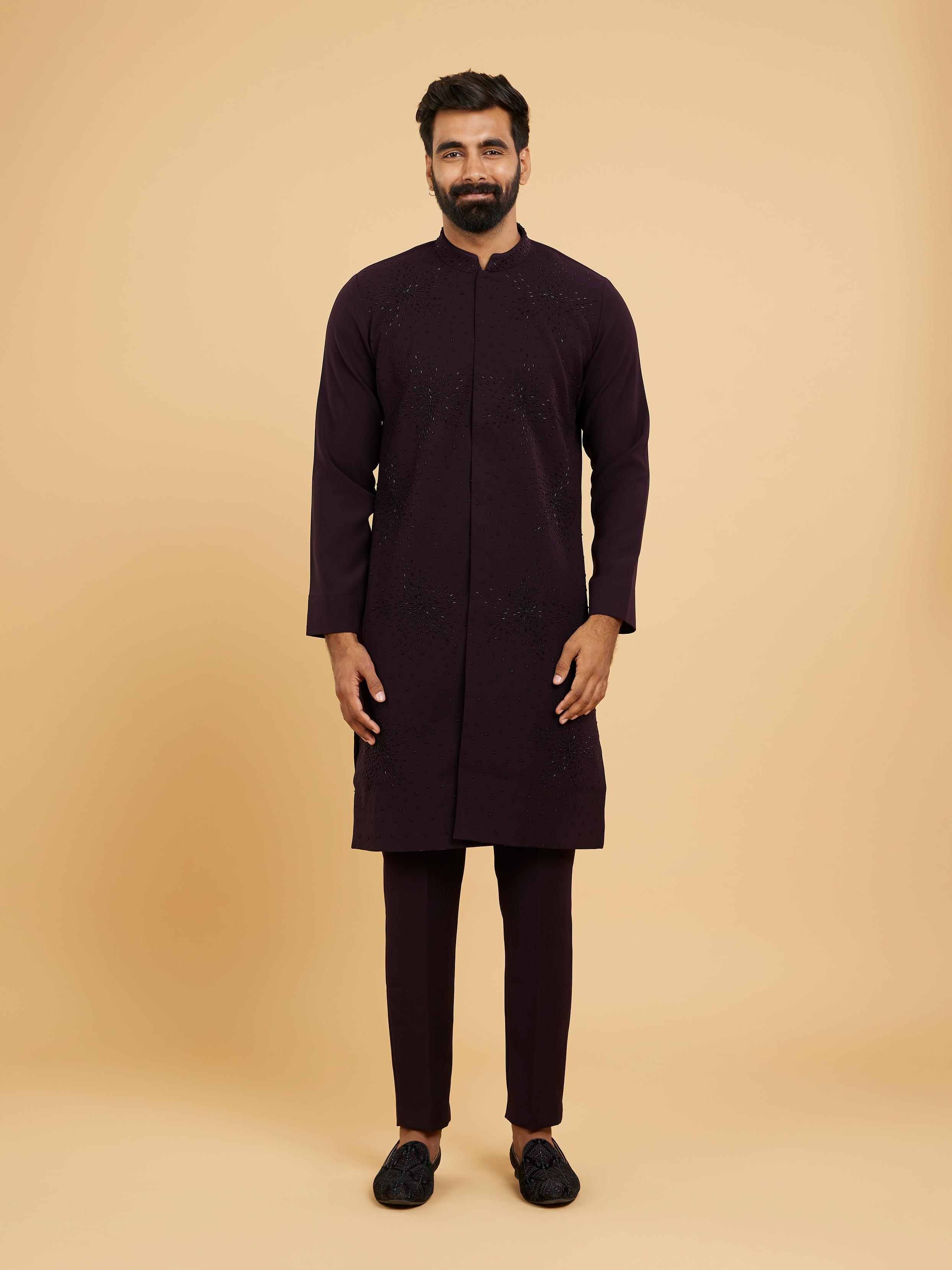 Twamev Men Radiant Wine Kurta Pajama