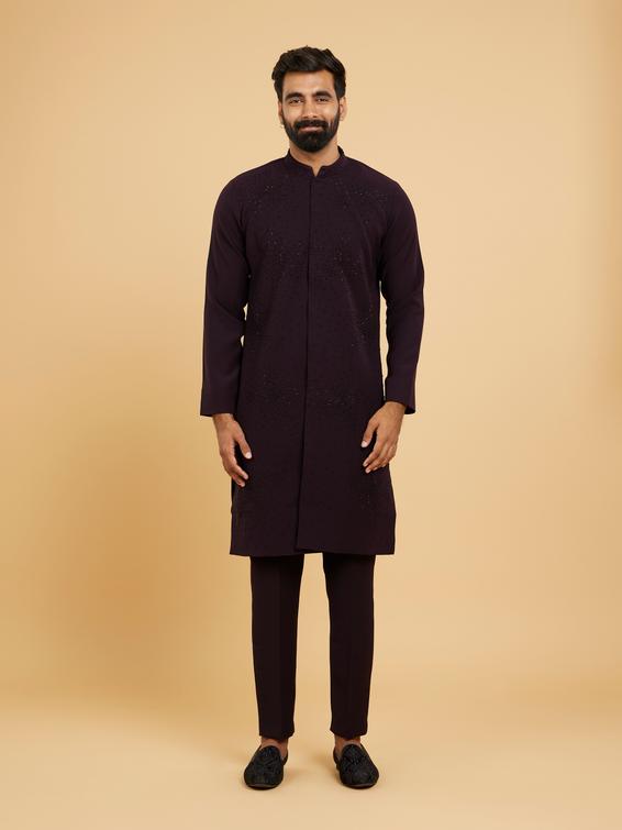 Twamev Men Radiant Wine Kurta Pajama