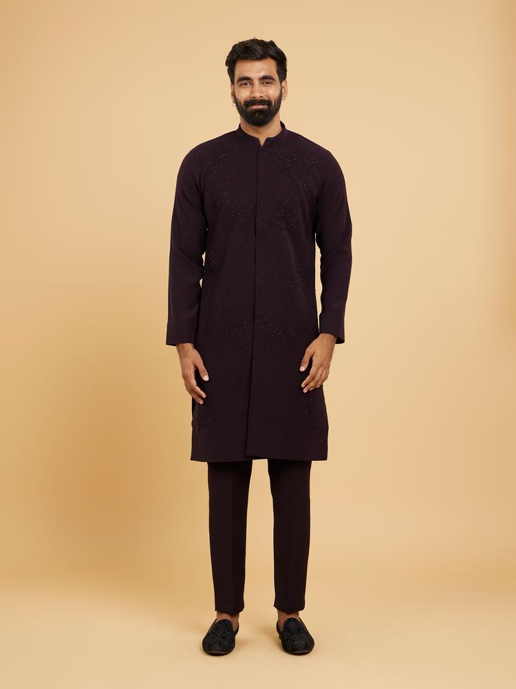 Twamev Men Radiant Wine Kurta Pajama
