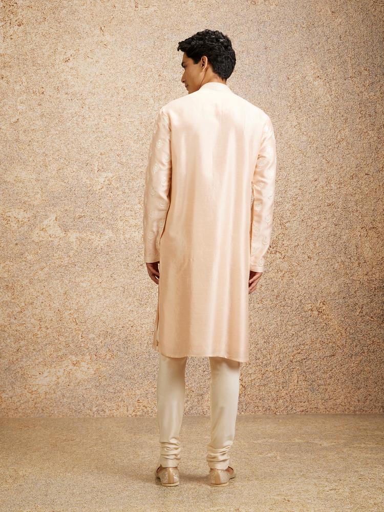 Twamev Men Twirl in Peach Elegant Kurta Pajama