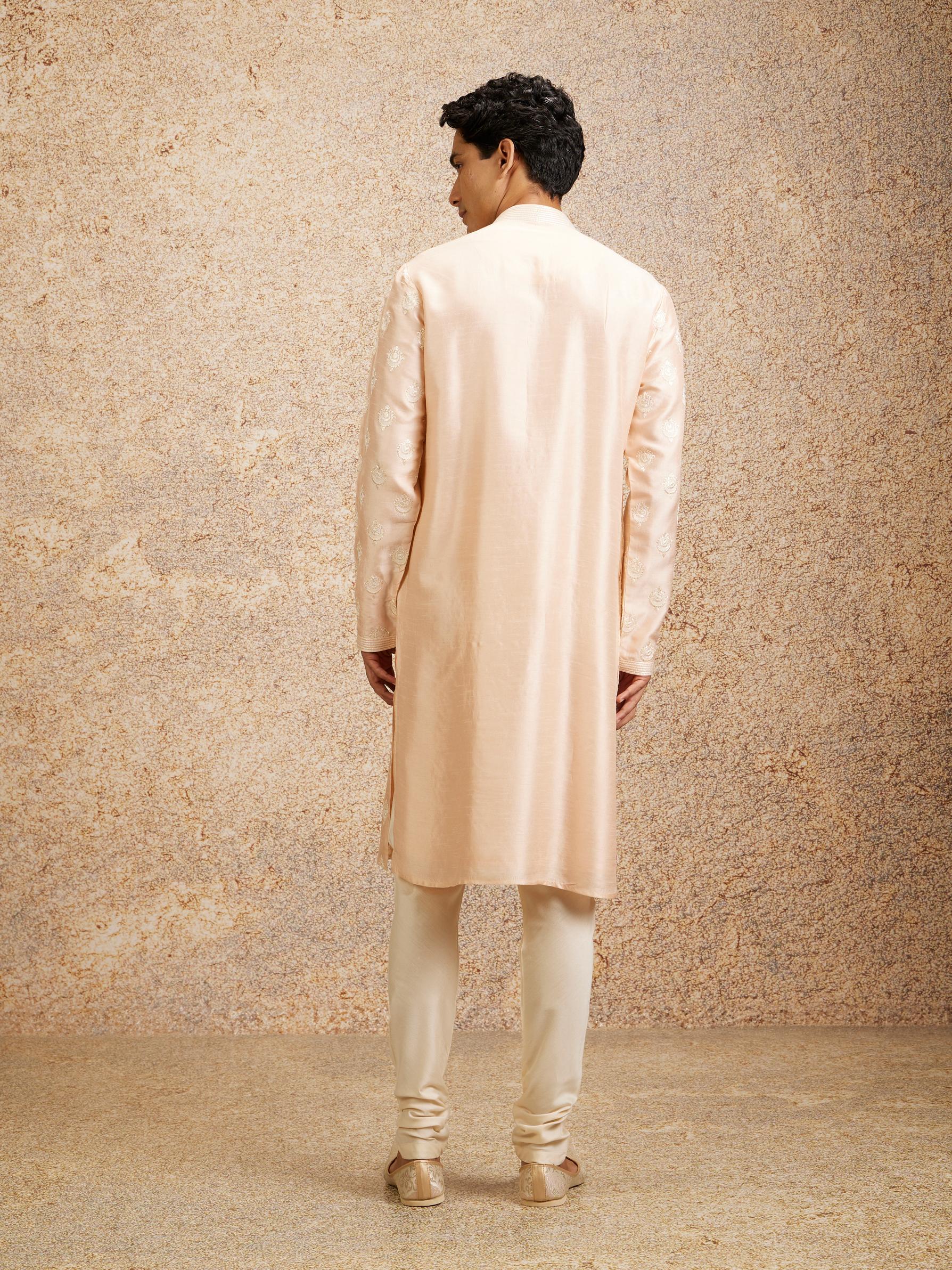Twamev Men Twirl in Peach Elegant Kurta Pajama