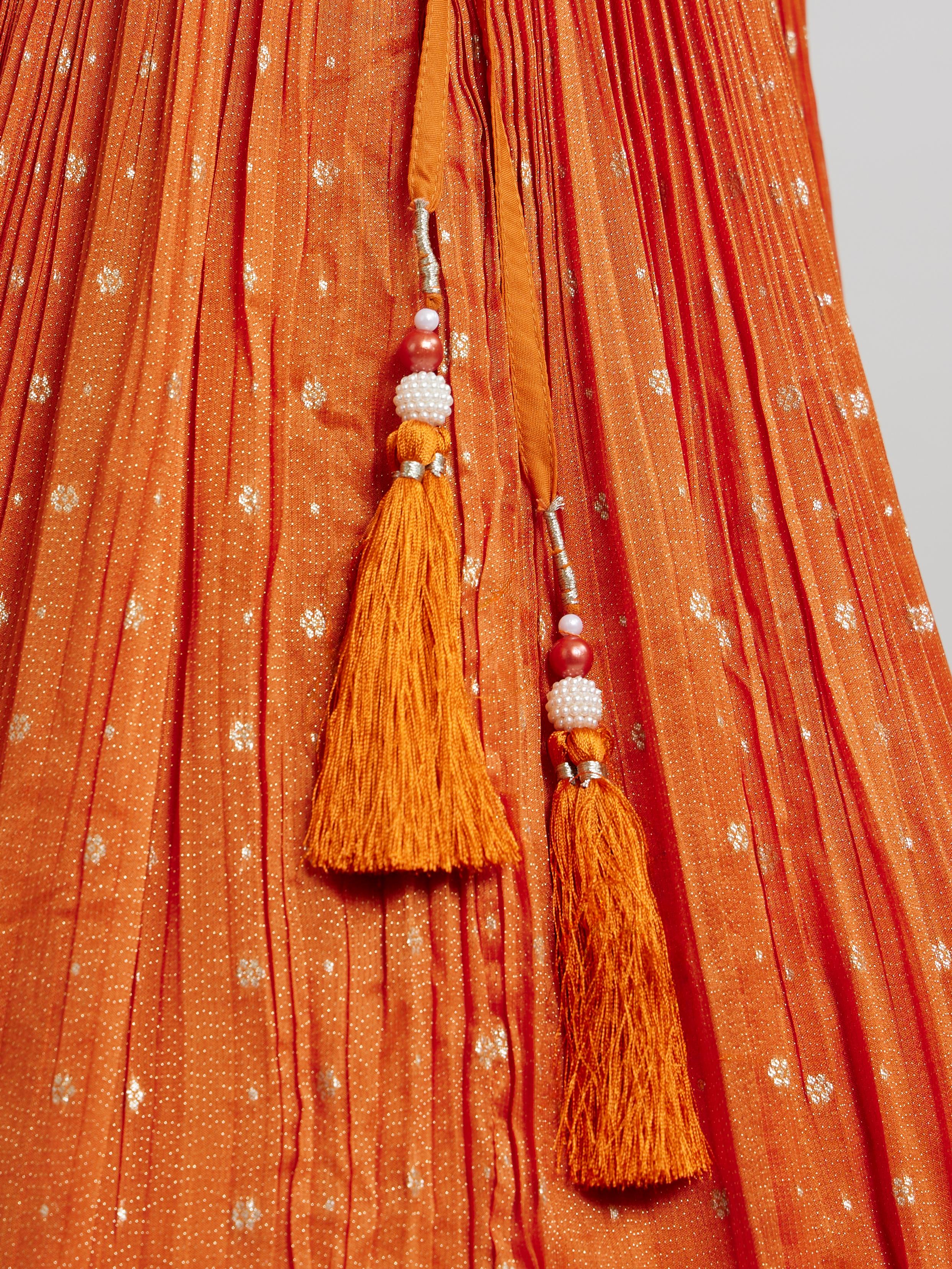 Twamev Women Orange Georgette Festive Lehenga