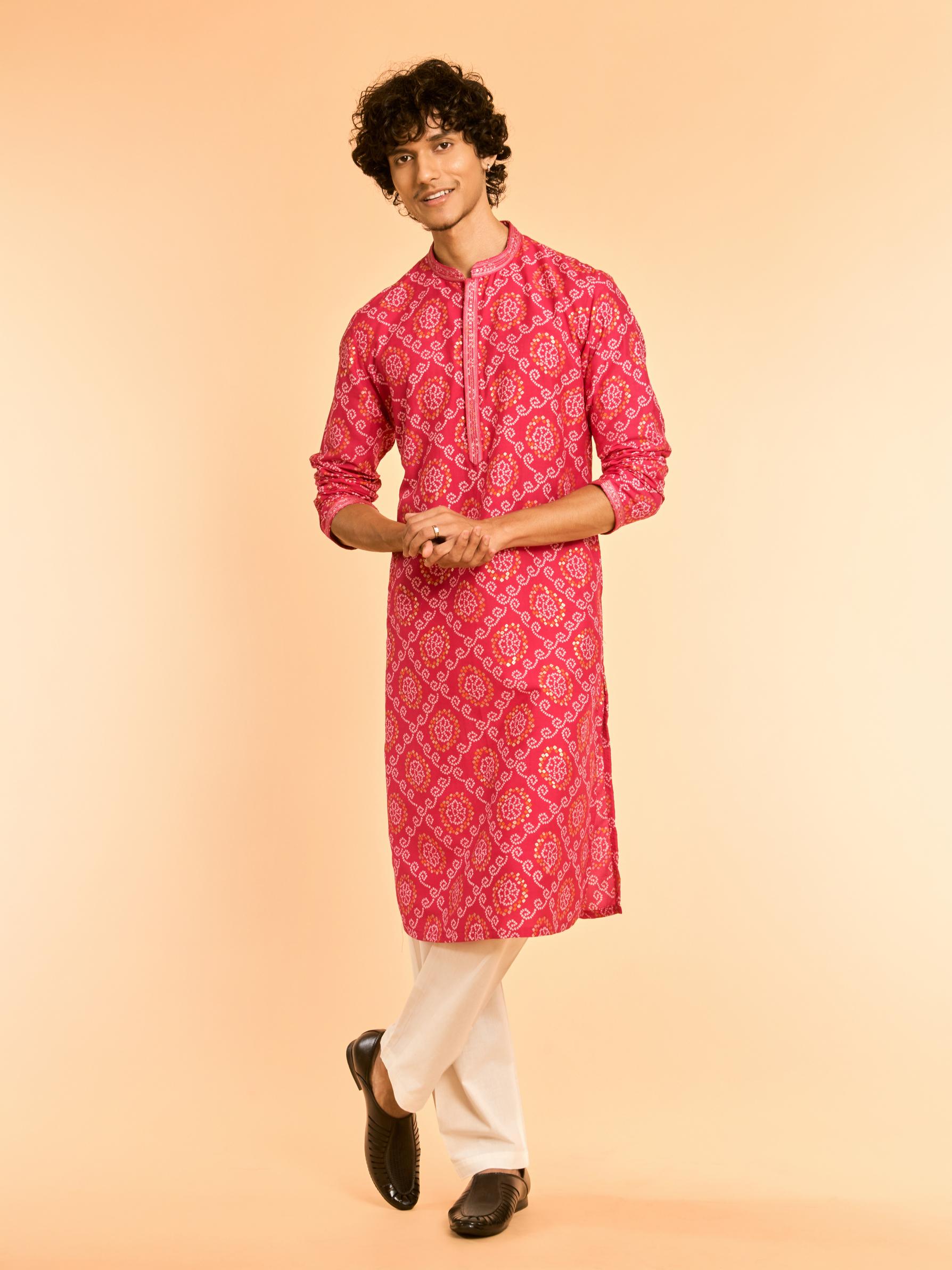 Diwas Men Regal Rani Pink Kurta