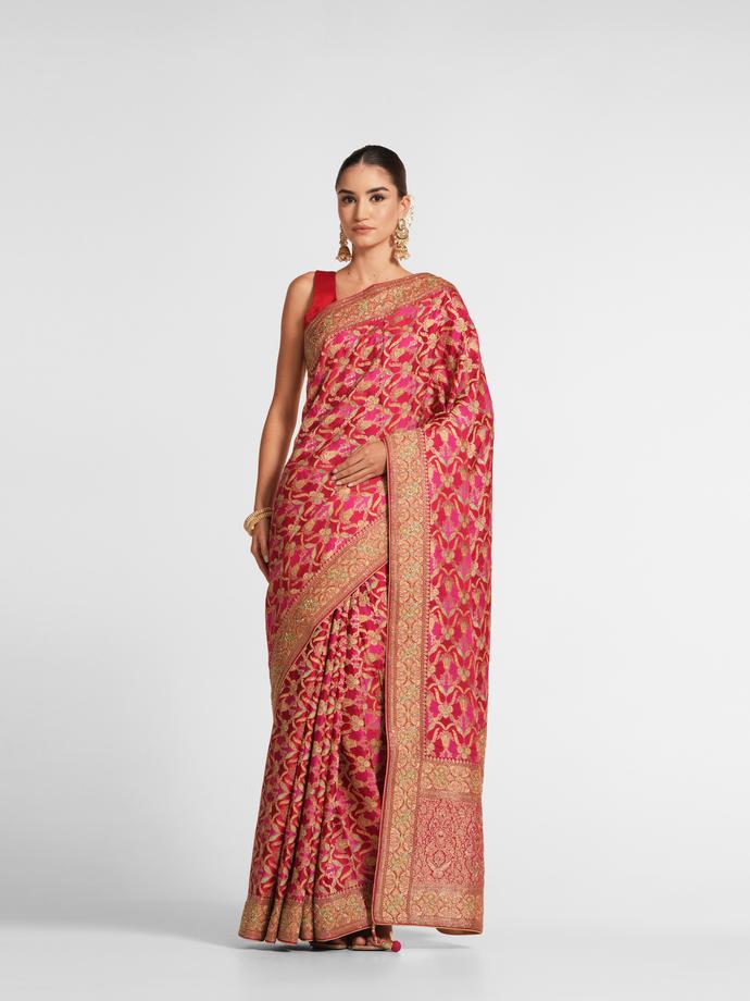 Twamev Women Rani Satin Radiance Saree