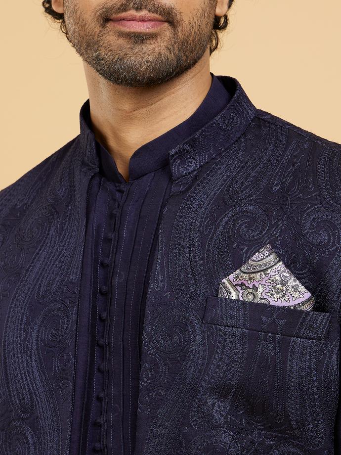 Twamev Men Lilac Purple Satin Pocket Square