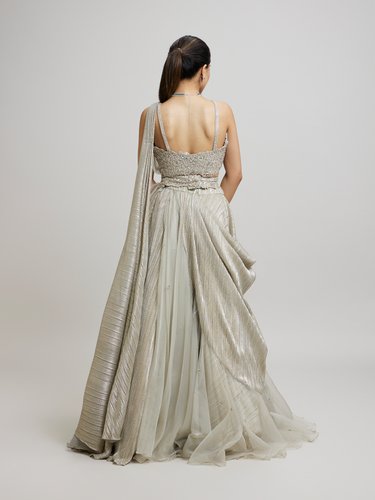 Twamev Women Grey Elegance Femina Lehenga