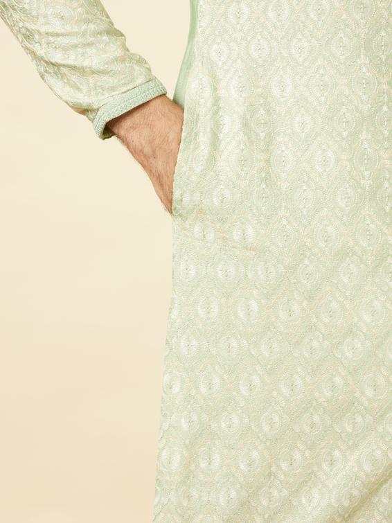 Twamev Men Mint Green Fresh Kurta Set