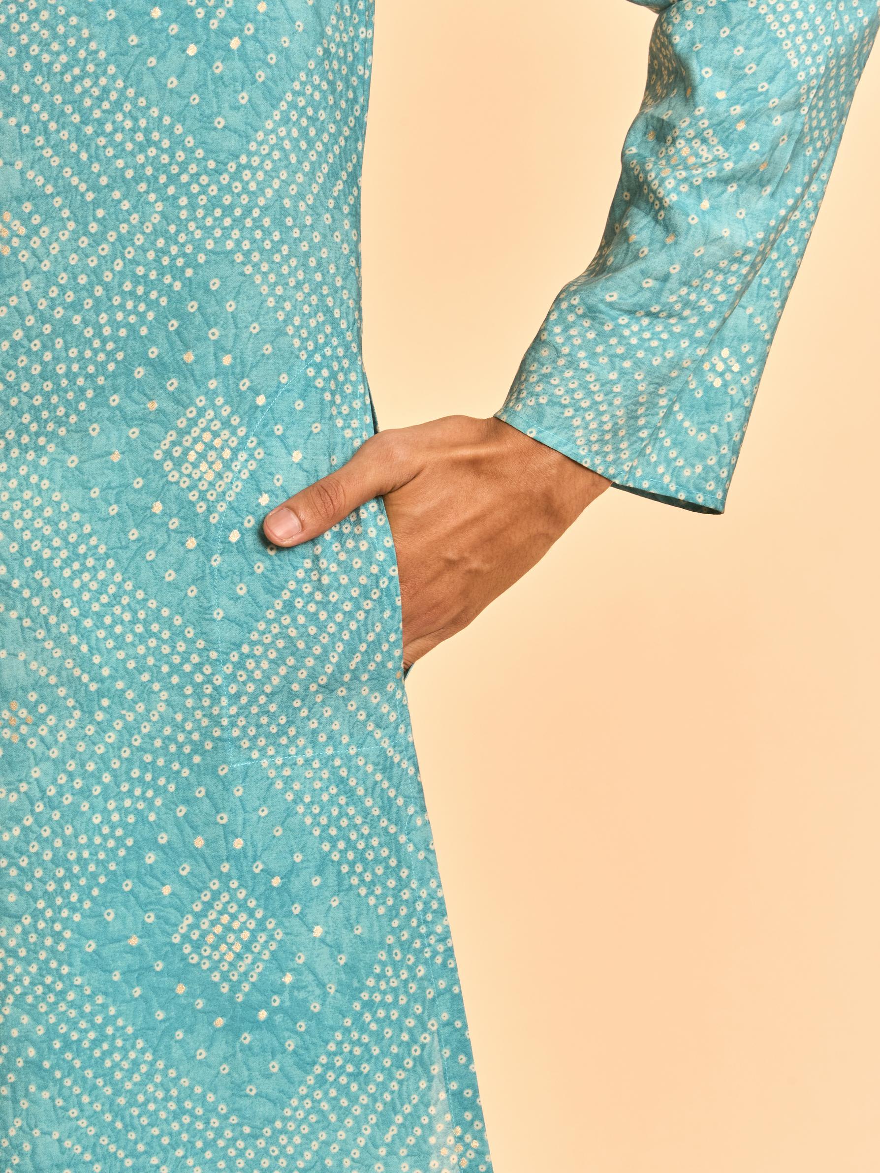 Diwas Men Turquoise Blue Festive Kurta