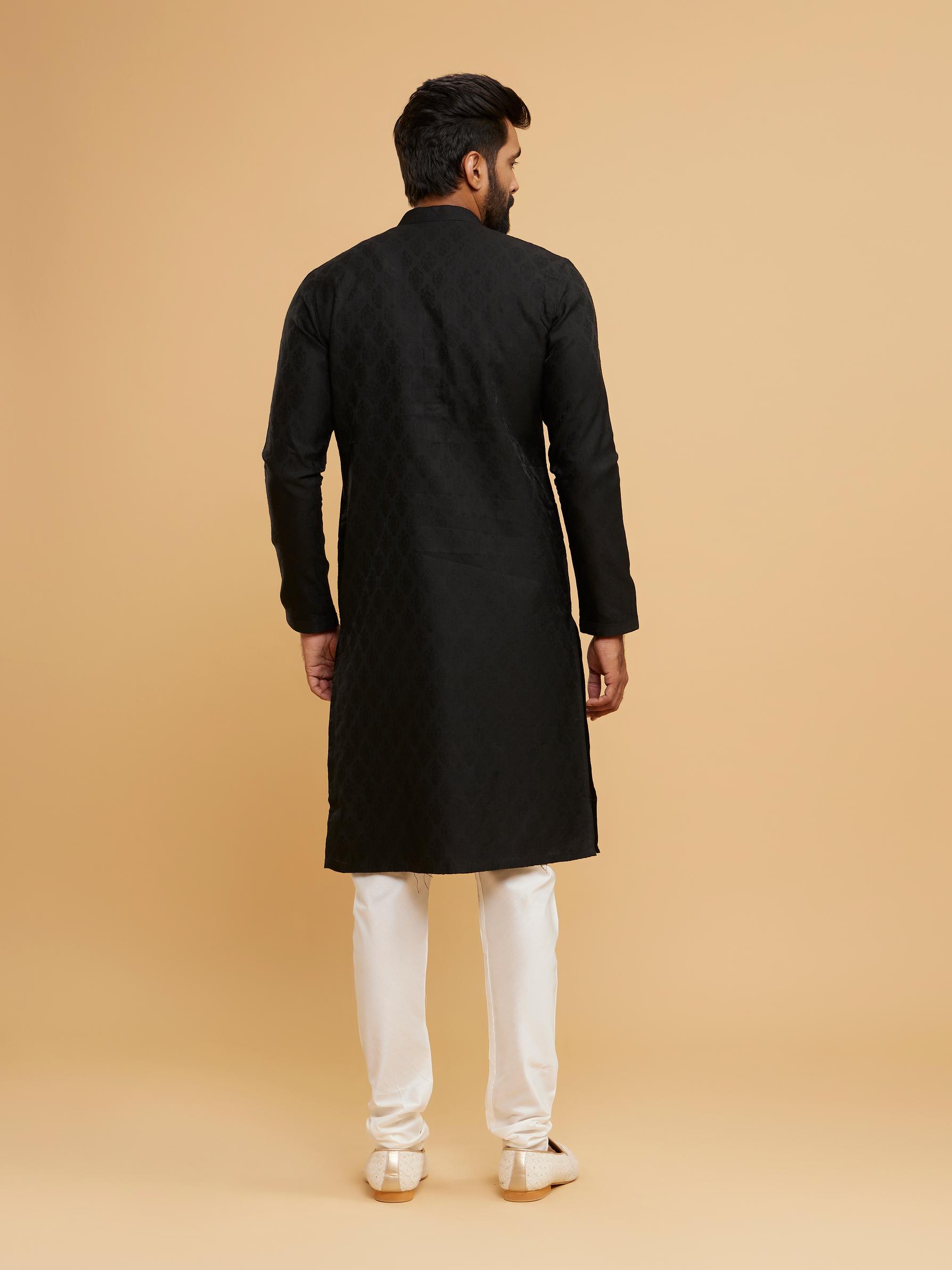 Twamev Men Black Festal Kurta Pajama