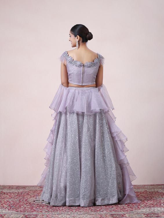 Twamev Women Twilight Charm in Light Purple Net Skirt Top Set