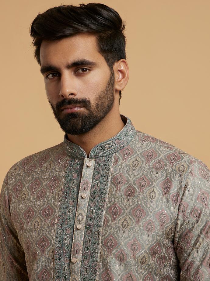 Twamev Men Olive Green Elegance Kurta Pajama