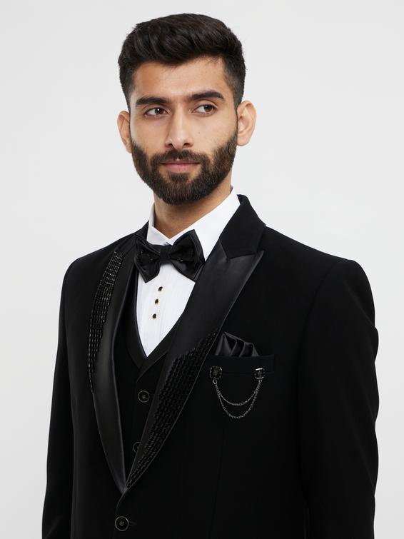 Twamev Men Black Elegance Suit Set
