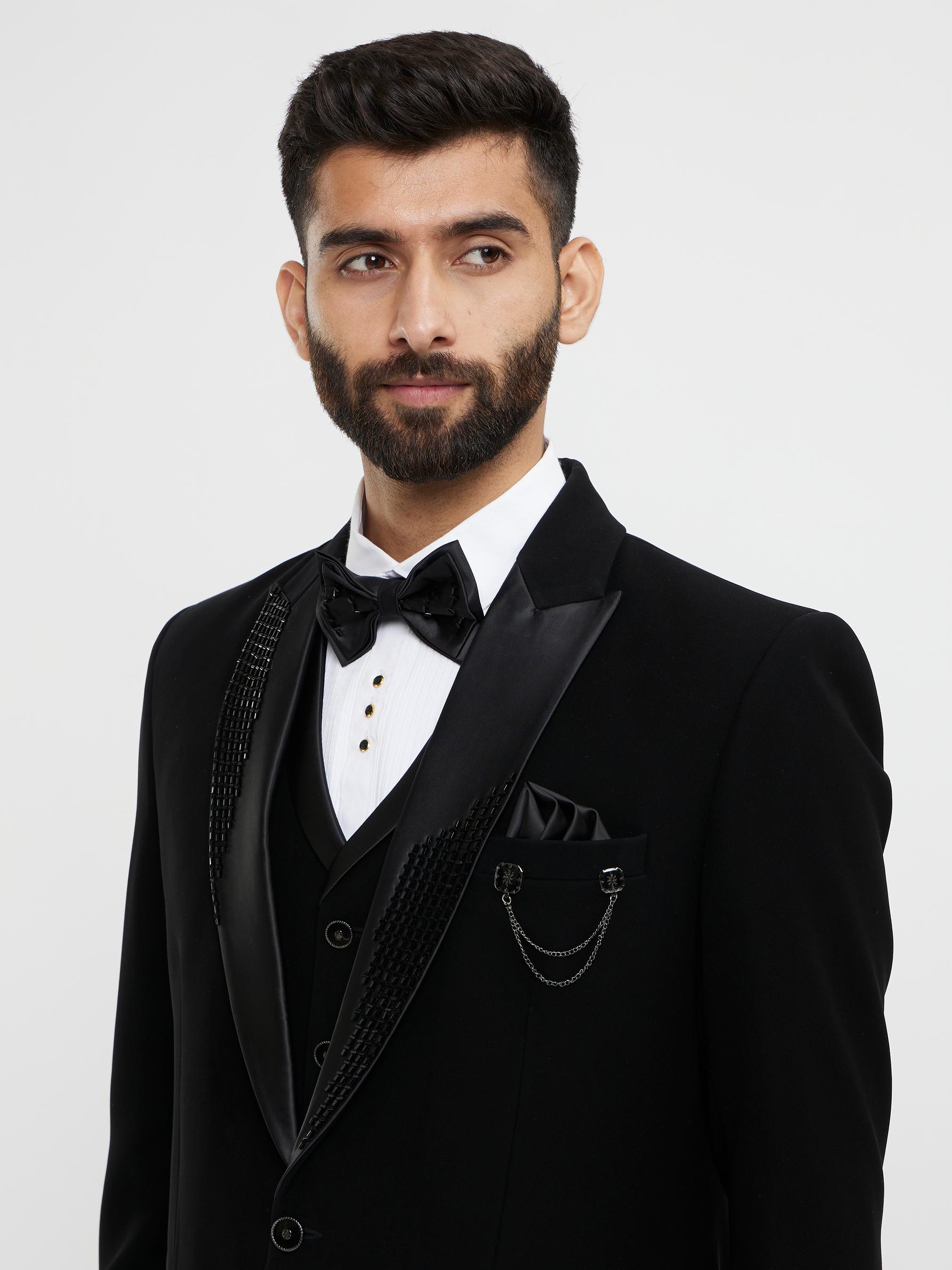 Twamev Men Black Elegance Suit Set