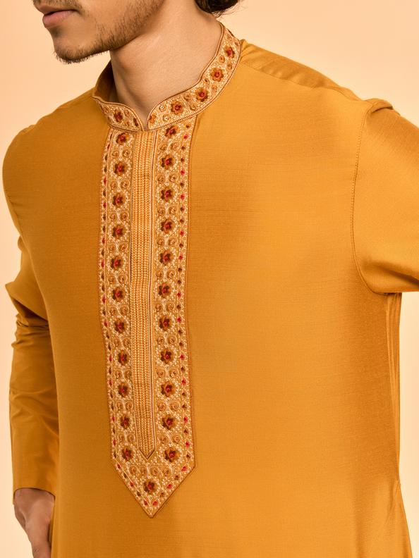 Diwas Men Vibrant Mustard Kurta