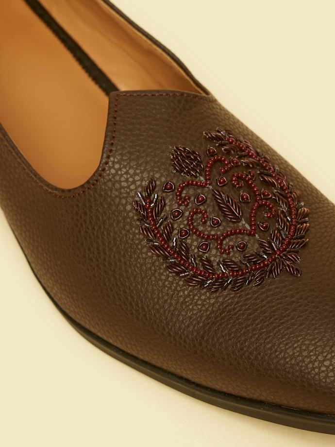 Twamev Men Dark Brown Festive Jooti