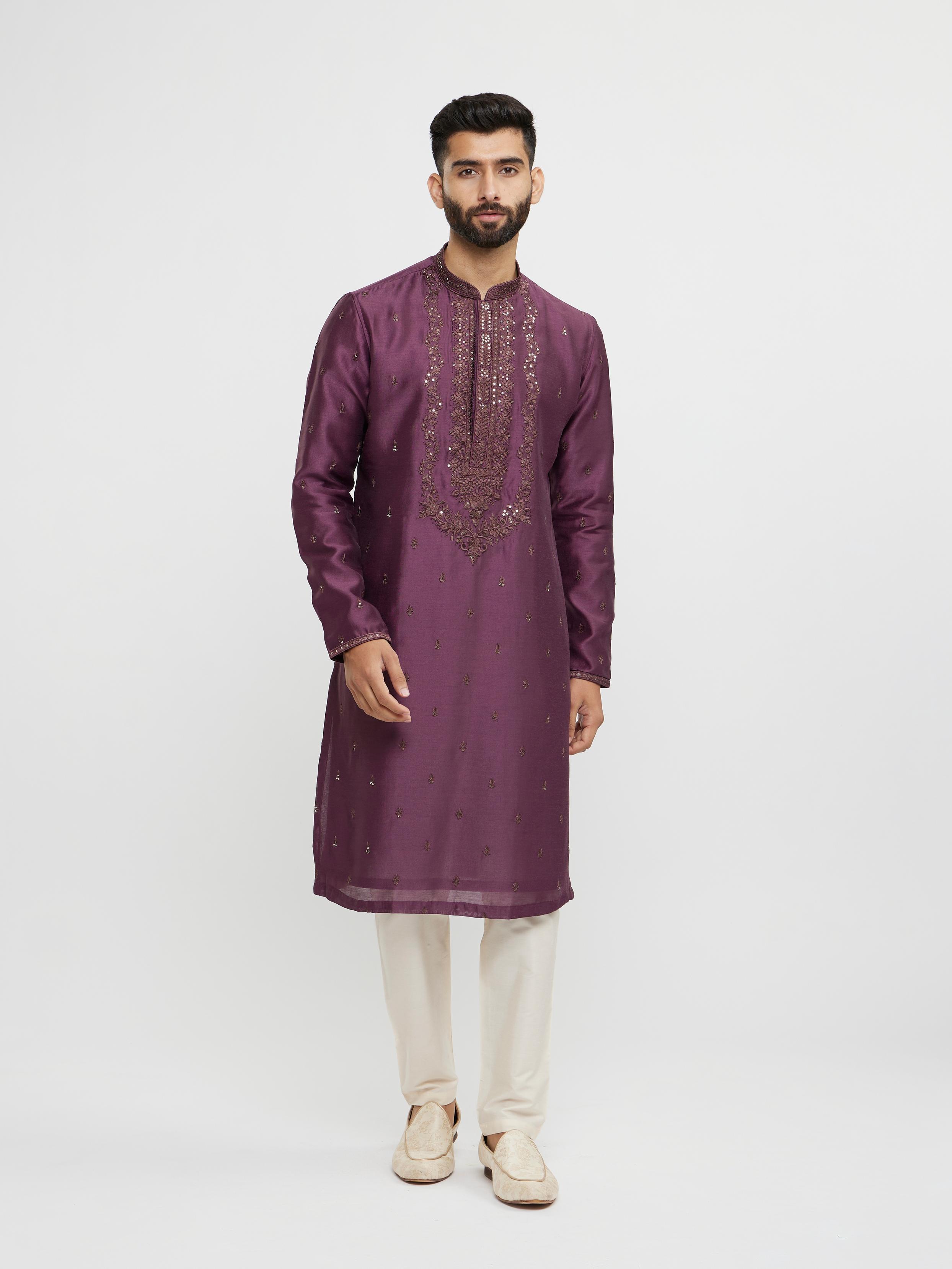 Twamev Men Wine Magic Kurta Pajama