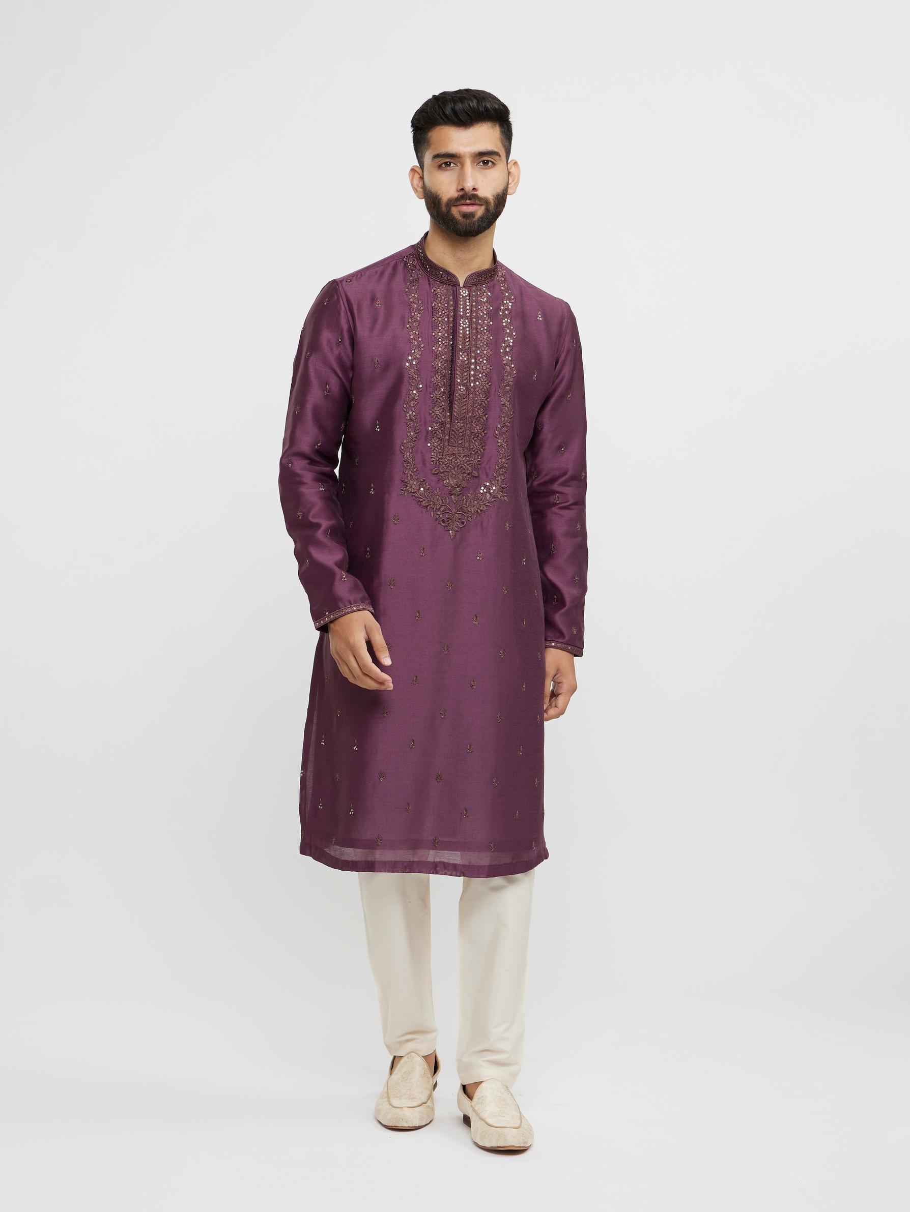 Twamev Men Wine Magic Kurta Pajama