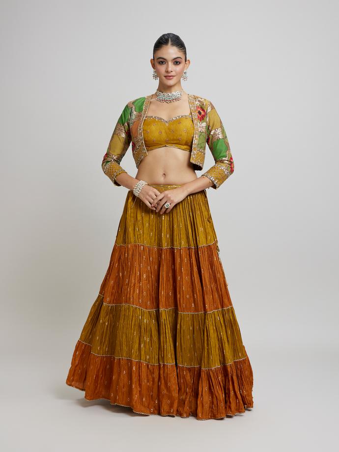 Twamev Women Emerald elegance Lehenga