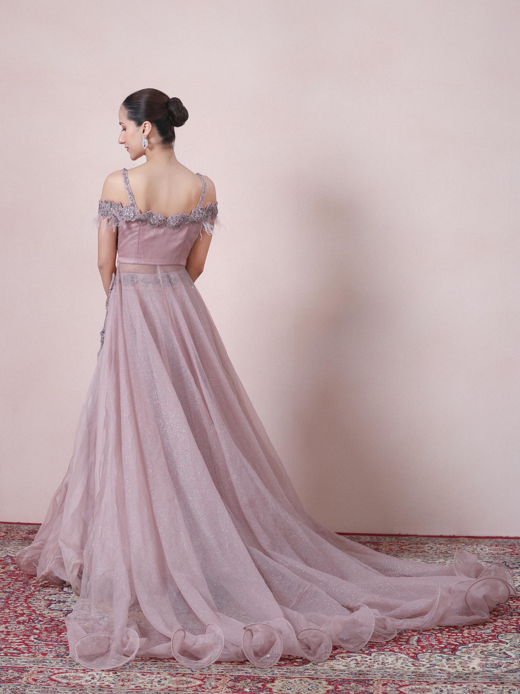 Twamev Women Princess like Radiance Pink Organza Skirt Top Set