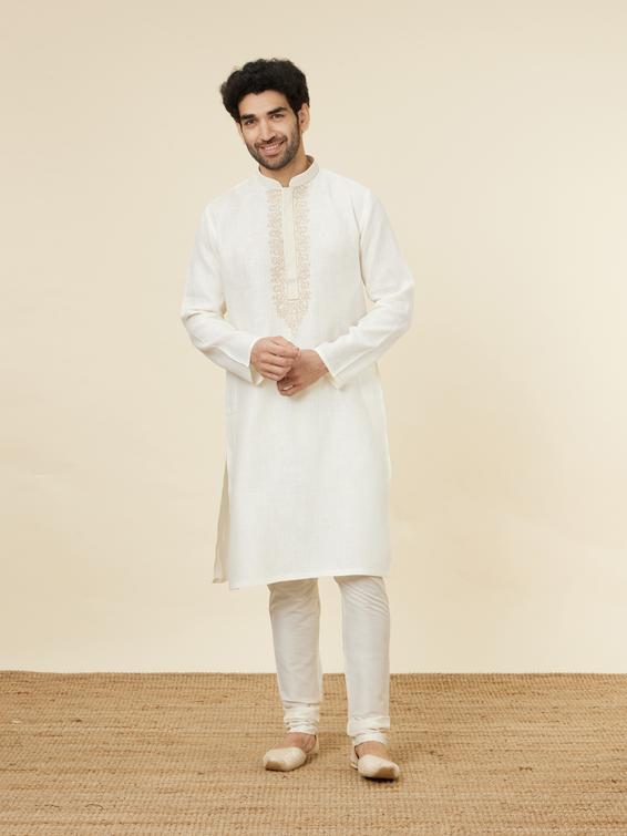 Twamev Men Cream Connection Kurta Set