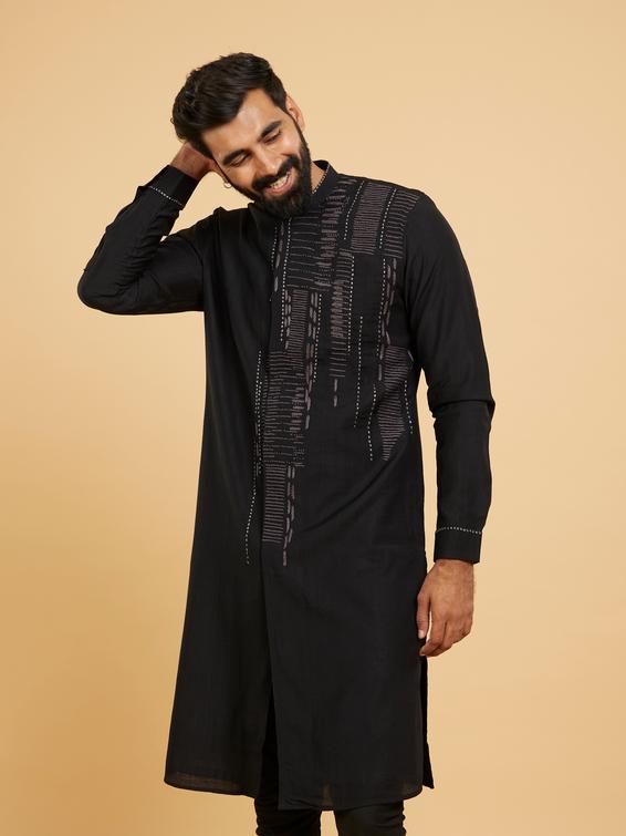 Twamev Men Black Splendour Kurta Pajama