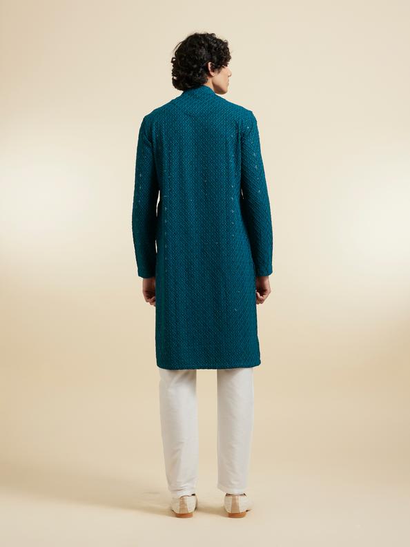 Diwas Men Teal Green Viscose Kurta Pajama
