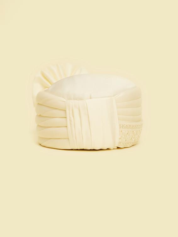 Twamev Men Warm White Satin Safa