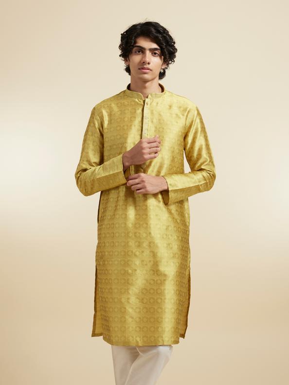 Diwas Men Mehndi Green Art Silk Kurta Pajama