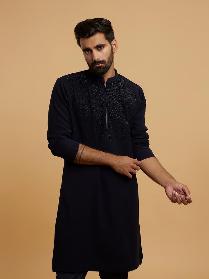 Twamev Men Dark Blue Divinity Kurta Pajama