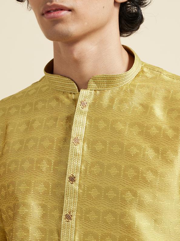 Diwas Men Mehndi Green Art Silk Kurta Pajama