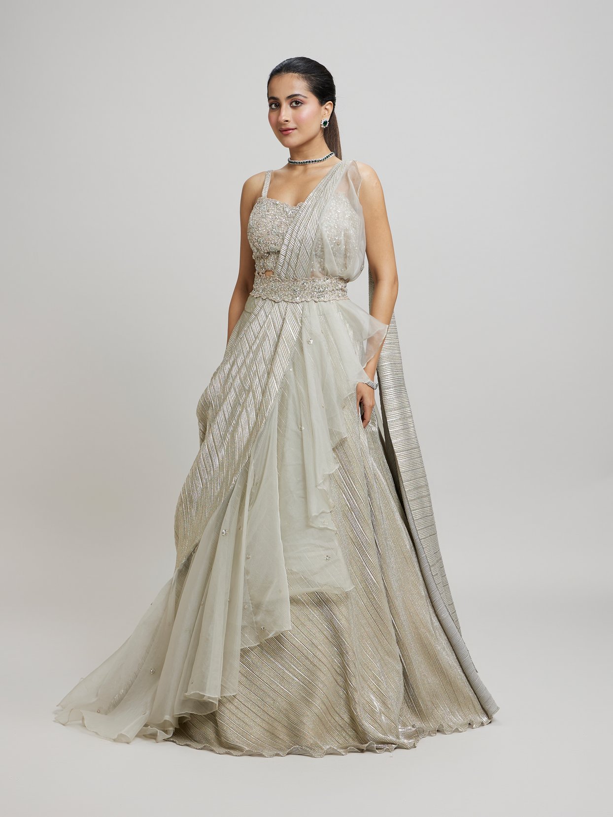 Twamev Women Grey Elegance Femina Lehenga