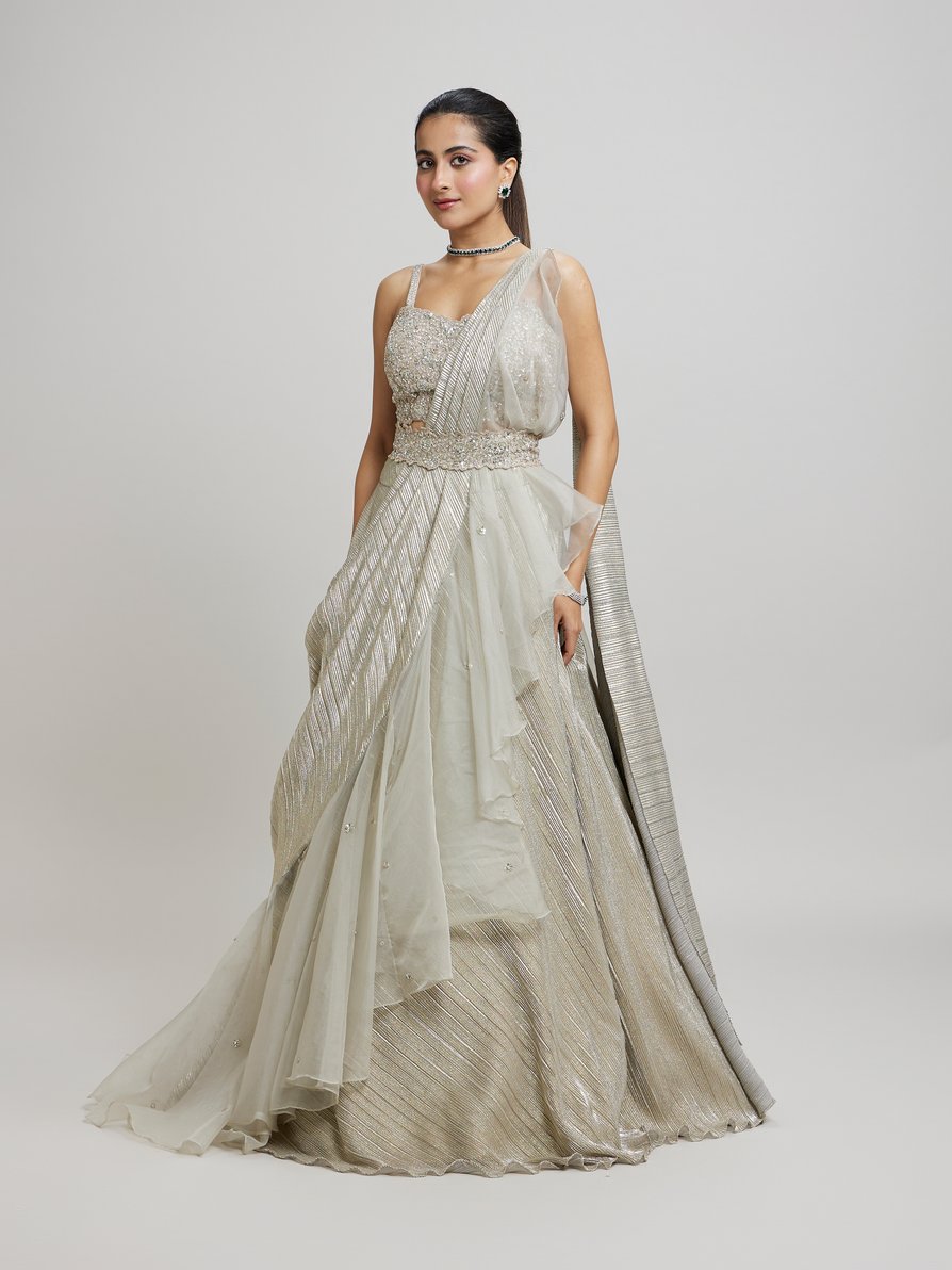 Twamev Women Grey Elegance Femina Lehenga