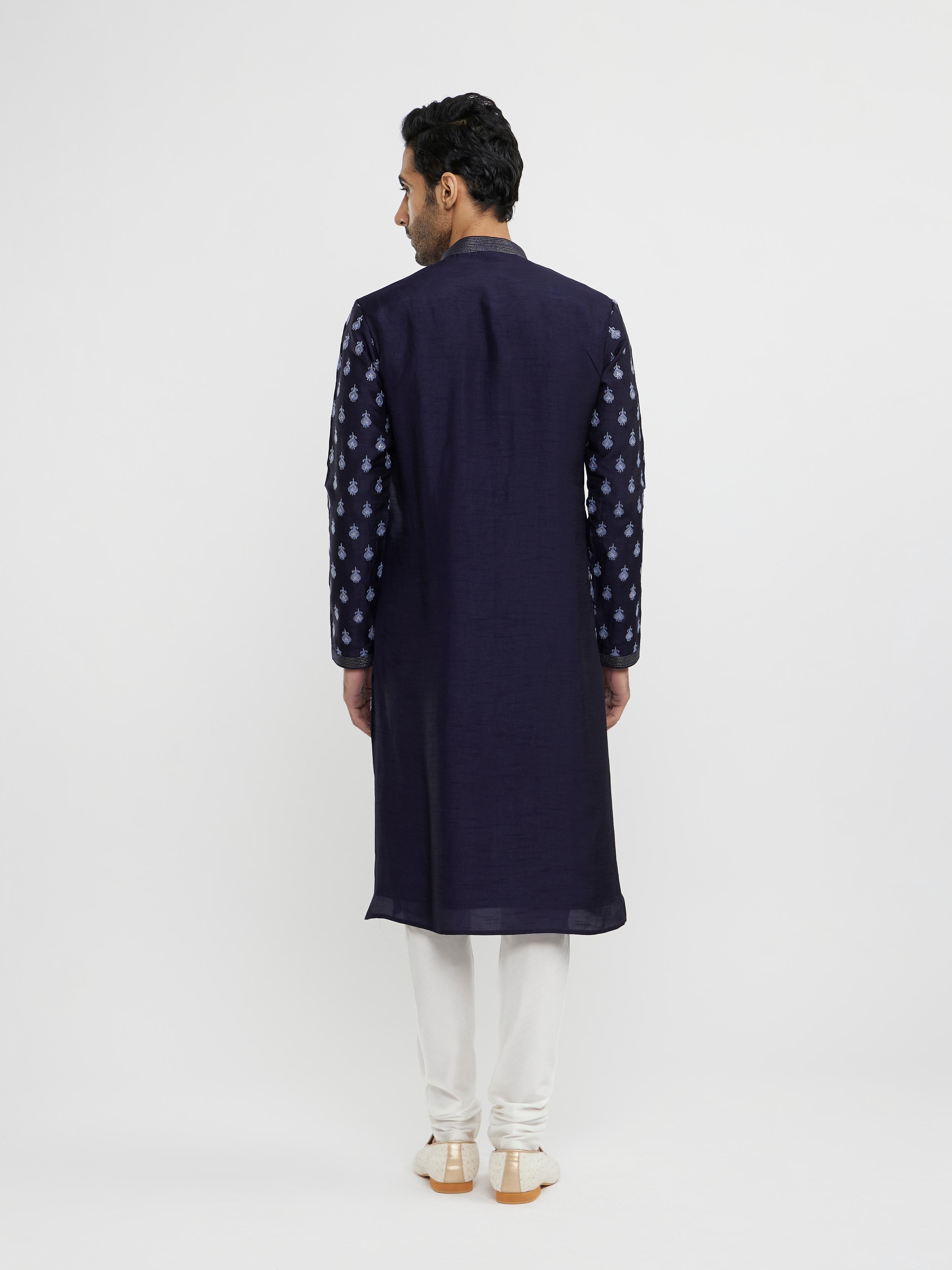 Twamev Men Dark Blue Festive Radiance Kurta Pajama