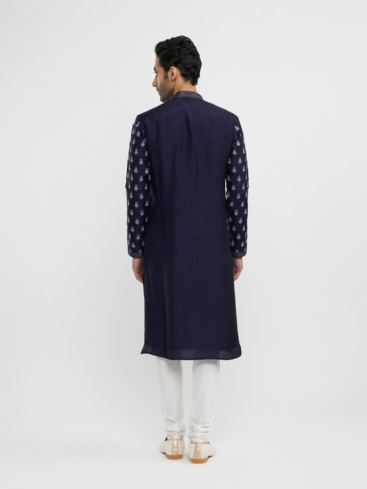 Twamev Men Dark Blue Festive Radiance Kurta Pajama