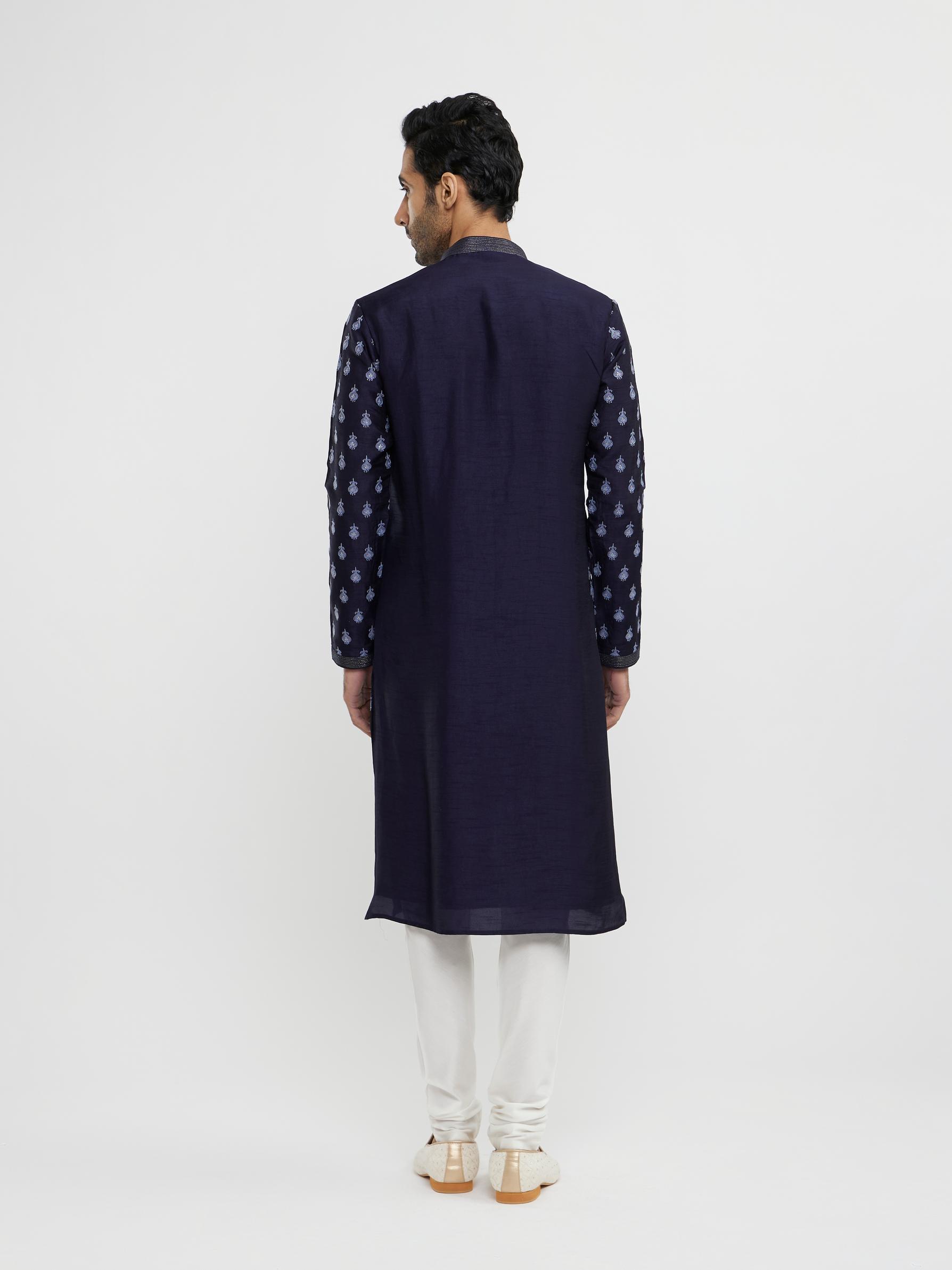 Twamev Men Dark Blue Festive Radiance Kurta Pajama