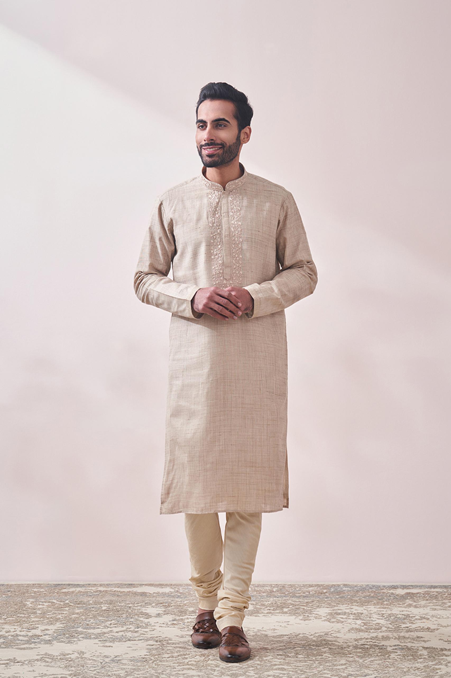 Twamev Men Classy Off White Kurta Set
