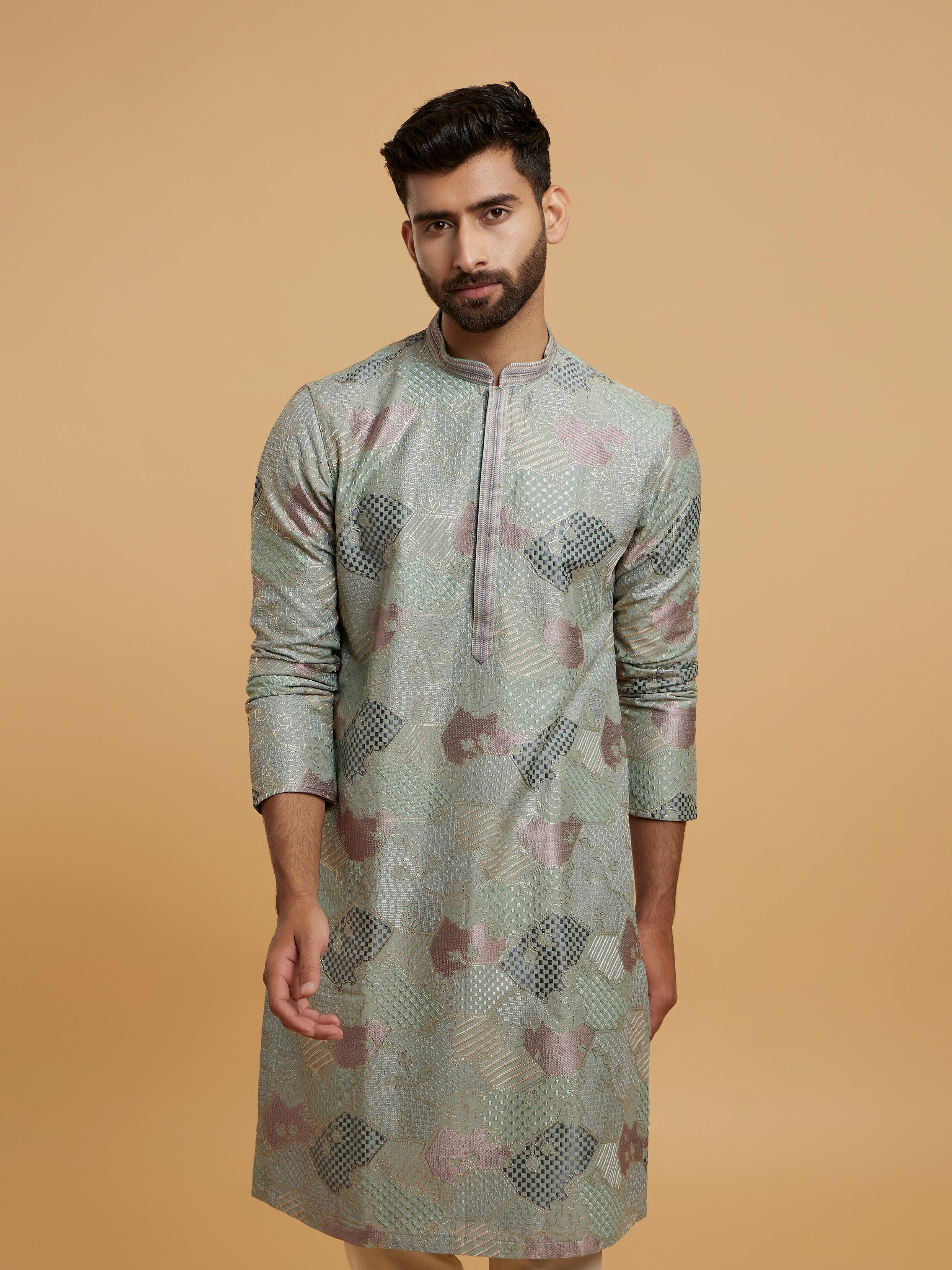 Twamev Men Lush Mid Green Elegance Kurta Pajama