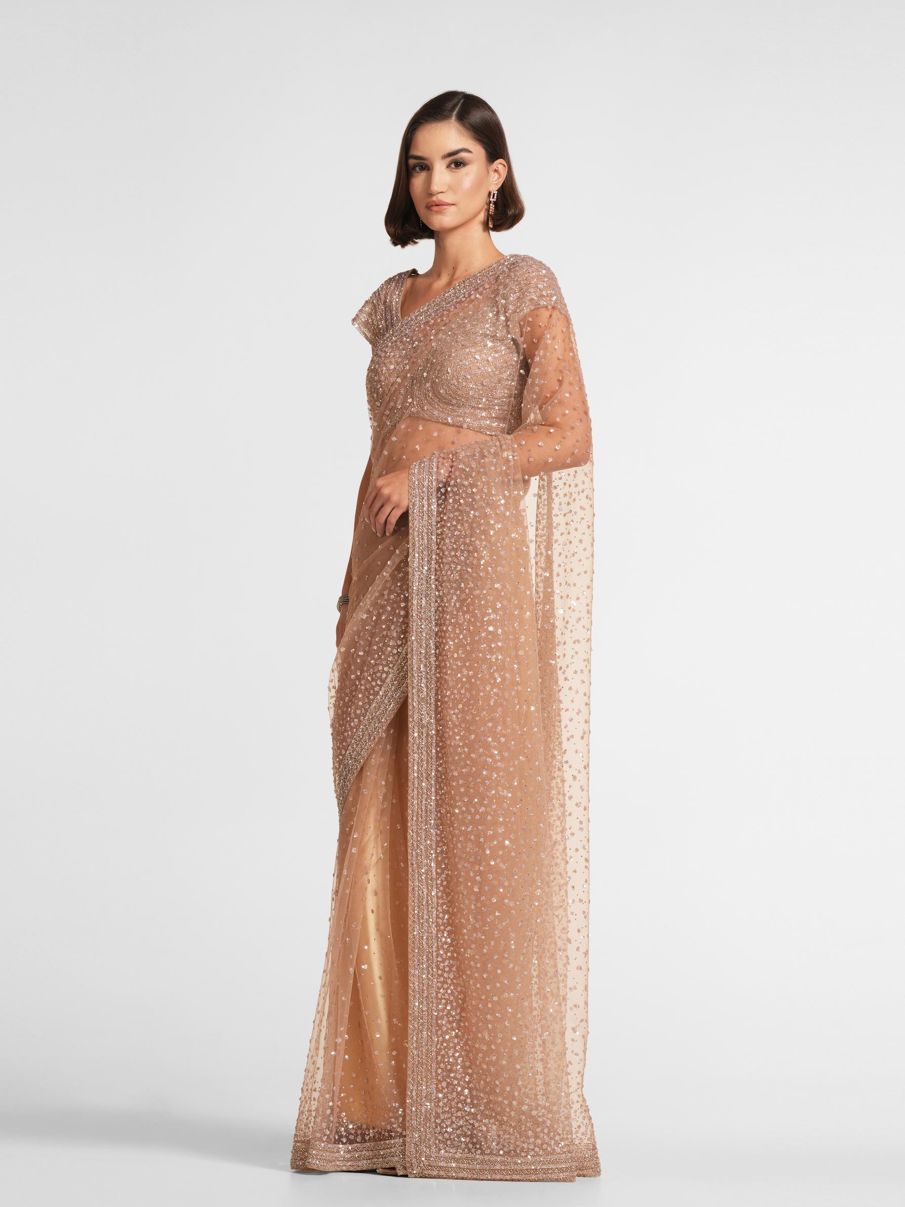 Twamev Women Beige Mastery Elegance Saree