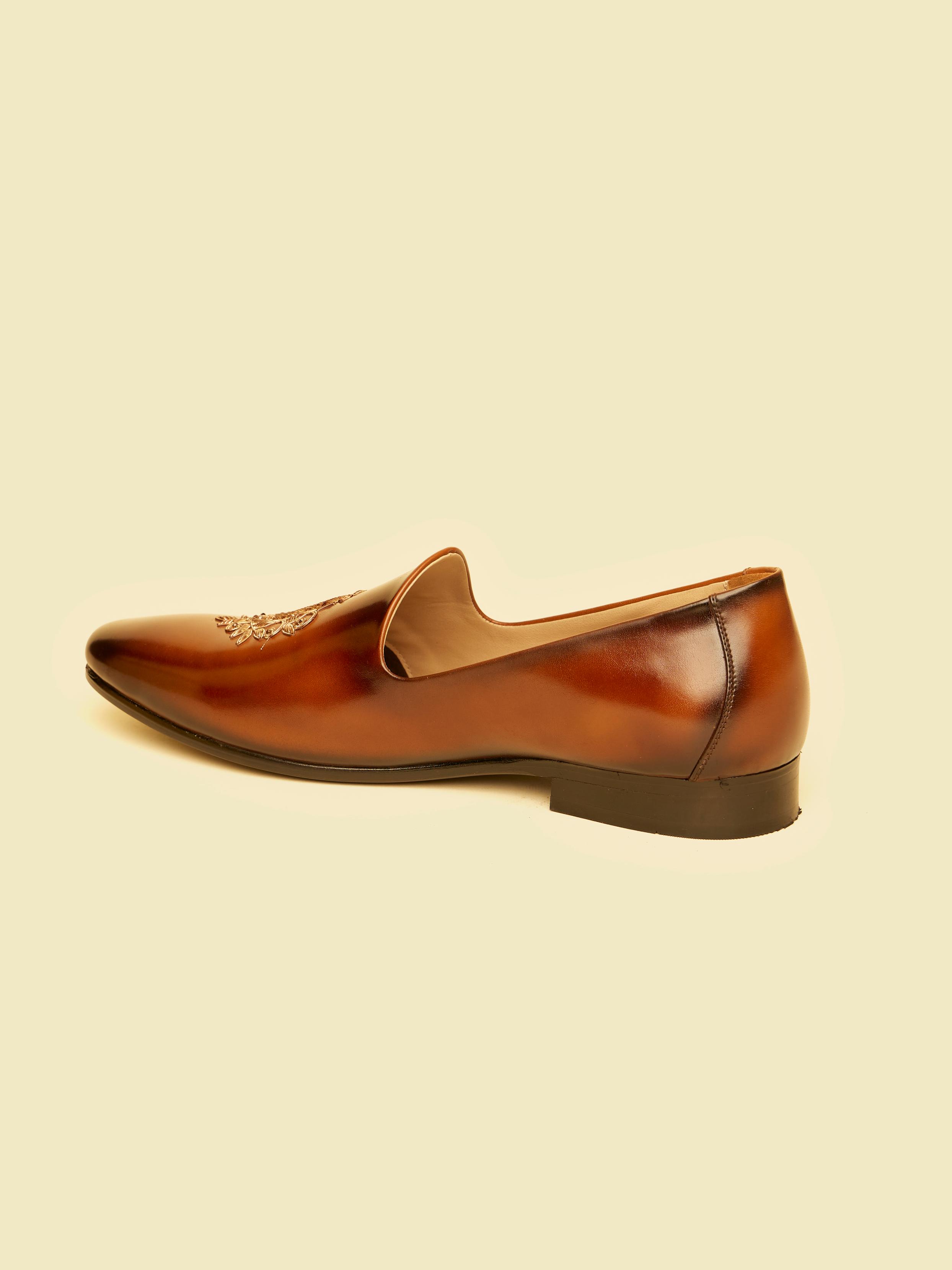 Twamev Men Elegant Brown Jutis for Celebrations