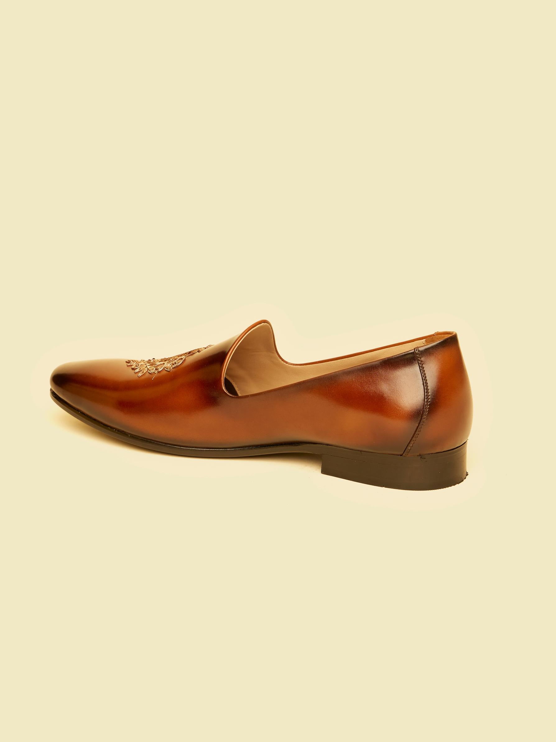 Twamev Men Elegant Brown Jutis for Celebrations