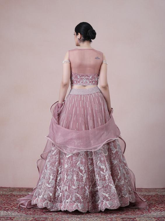 Twamev Women Fairytale Light Purple Organza Skirt Top Set