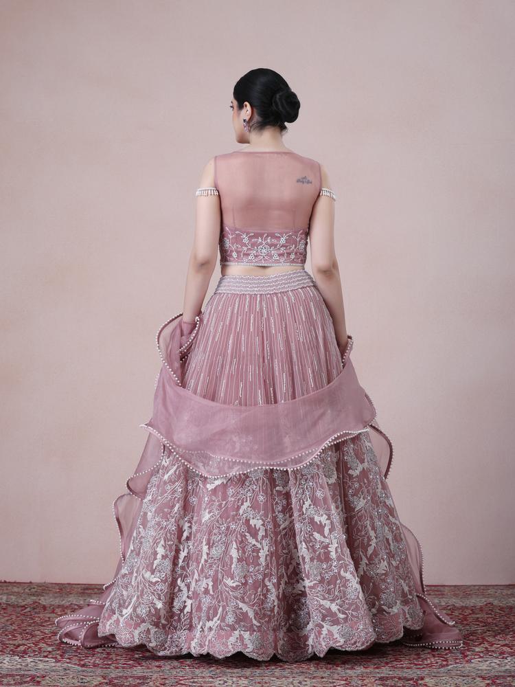 Twamev Women Fairytale Light Purple Organza Skirt Top Set