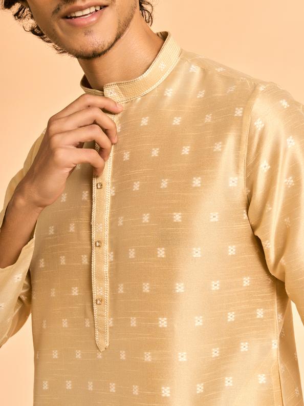 Diwas Men Beige Art Silk Celebration Kurta
