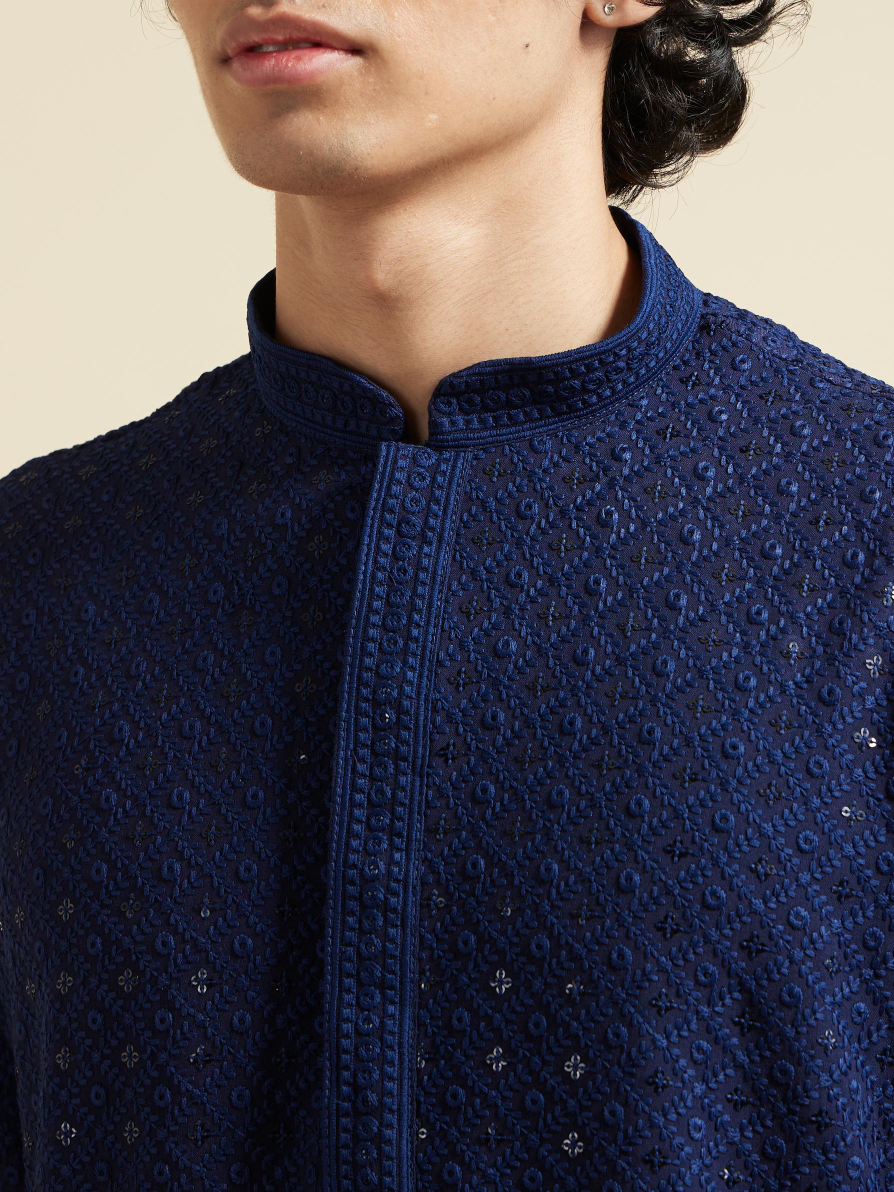 Diwas Men Dark Blue Elegance Kurta Pajama