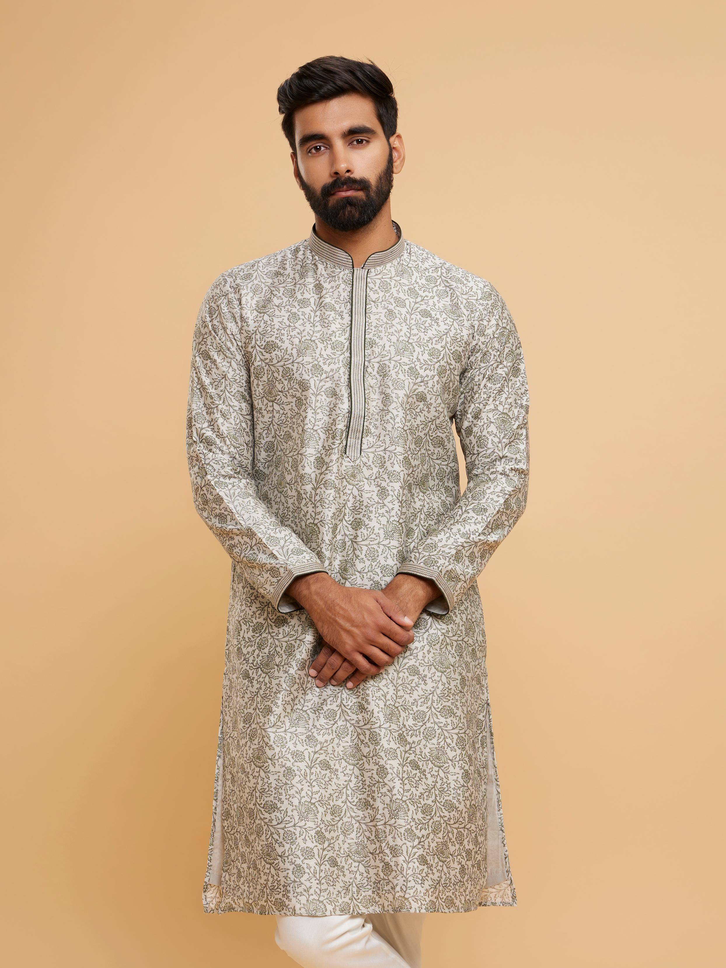 Twamev Men Pista Green Enchantment Kurta Pajama