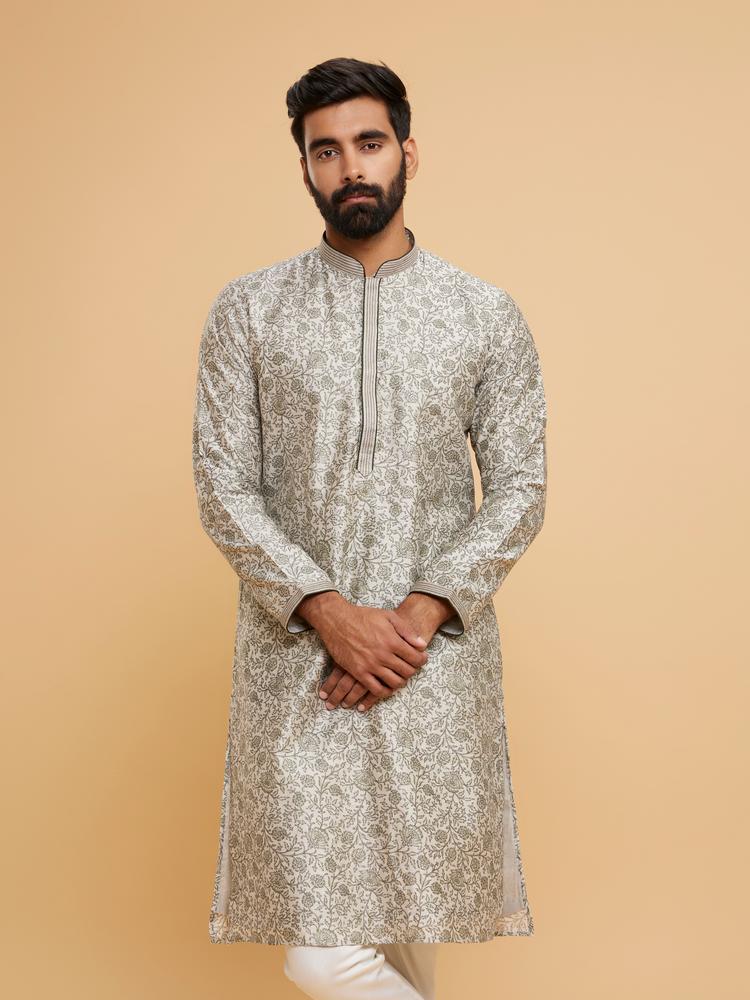 Twamev Men Pista Green Enchantment Kurta Pajama