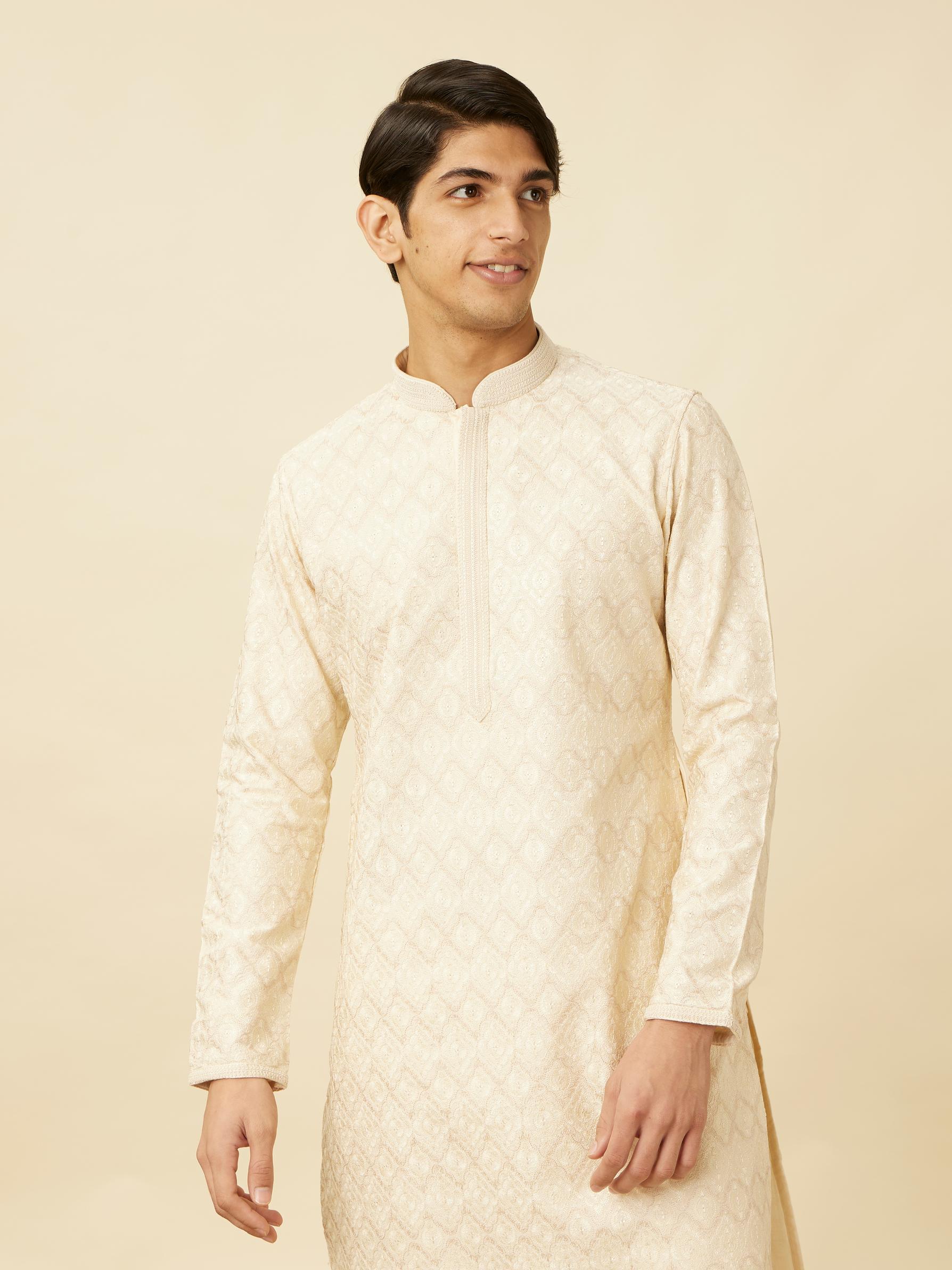 Twamev Men Opulent Cream Kurta Set