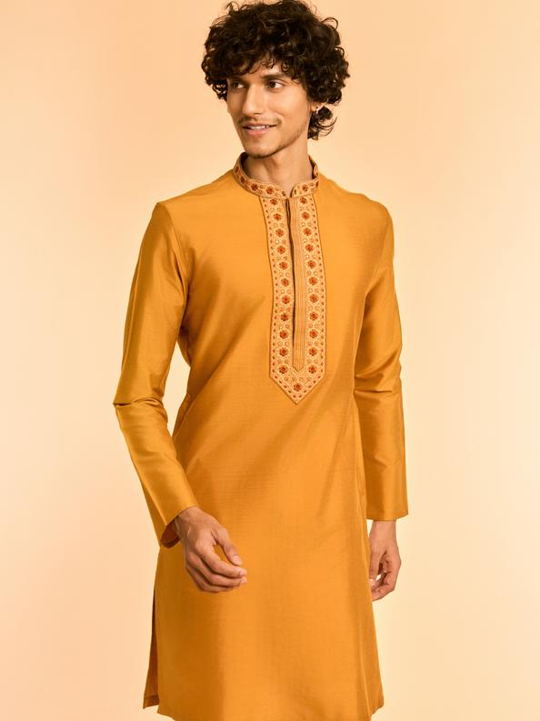 Diwas Men Vibrant Mustard Kurta