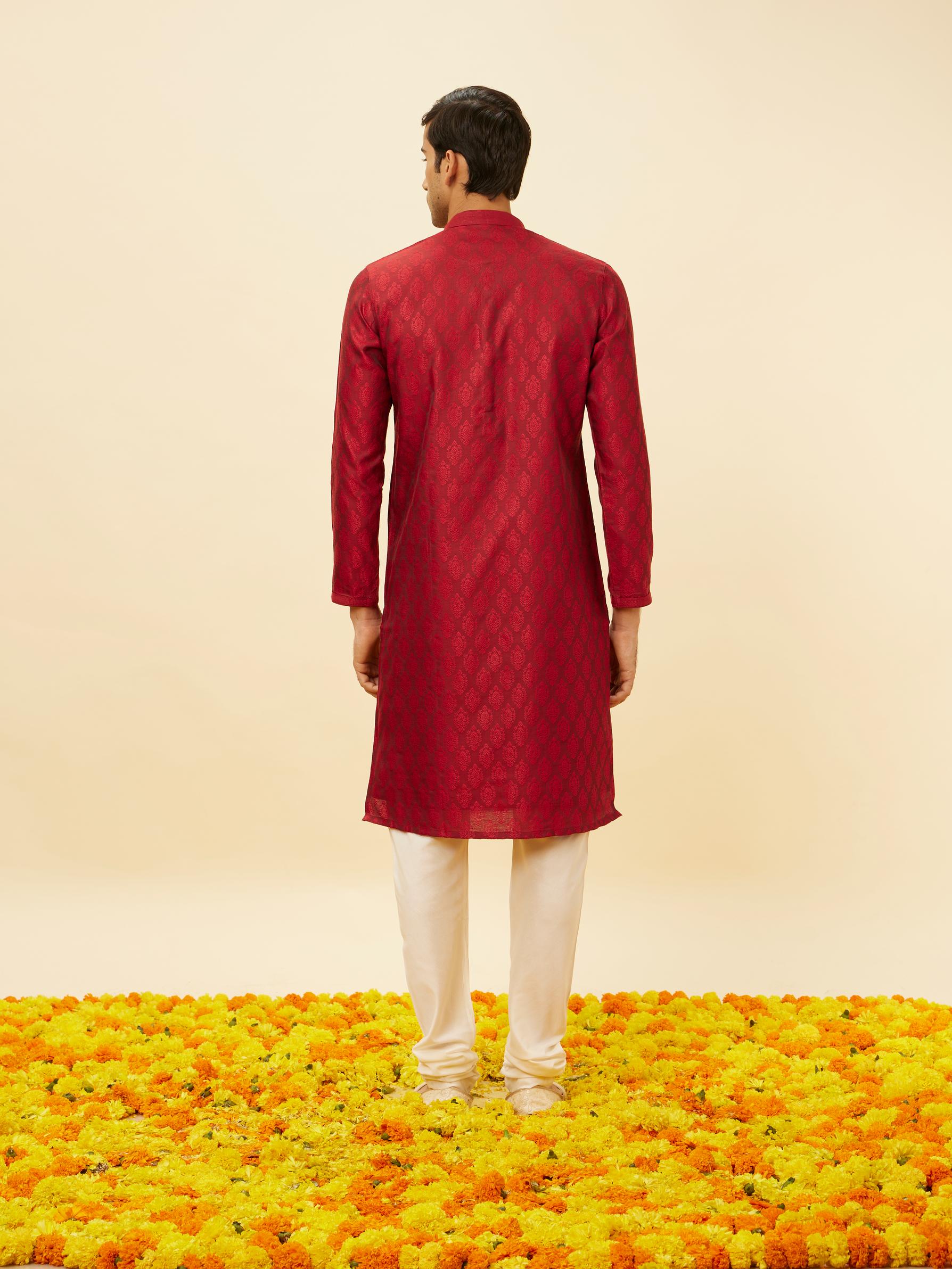 Twamev Men Maroon Marvel Kurta Pajama