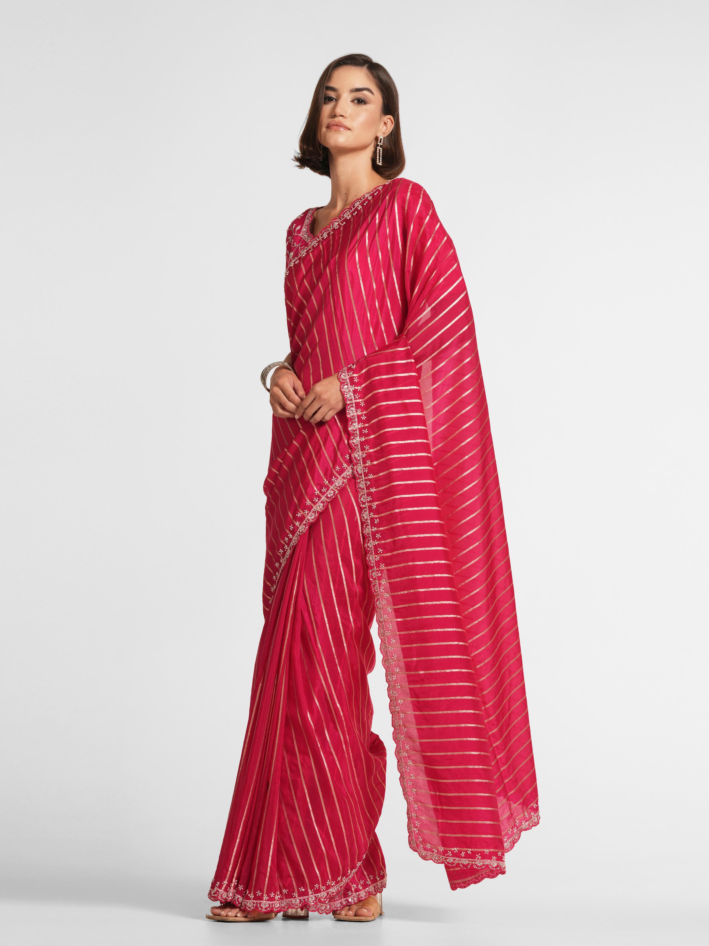 Twamev Women Rani Satin Elegance Saree